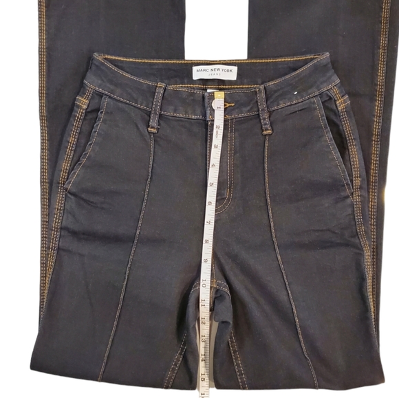 Marc New York Jeans Womens Size 2 Black Mid Rise Front Seam Flare Pants - Picture 8 of 12